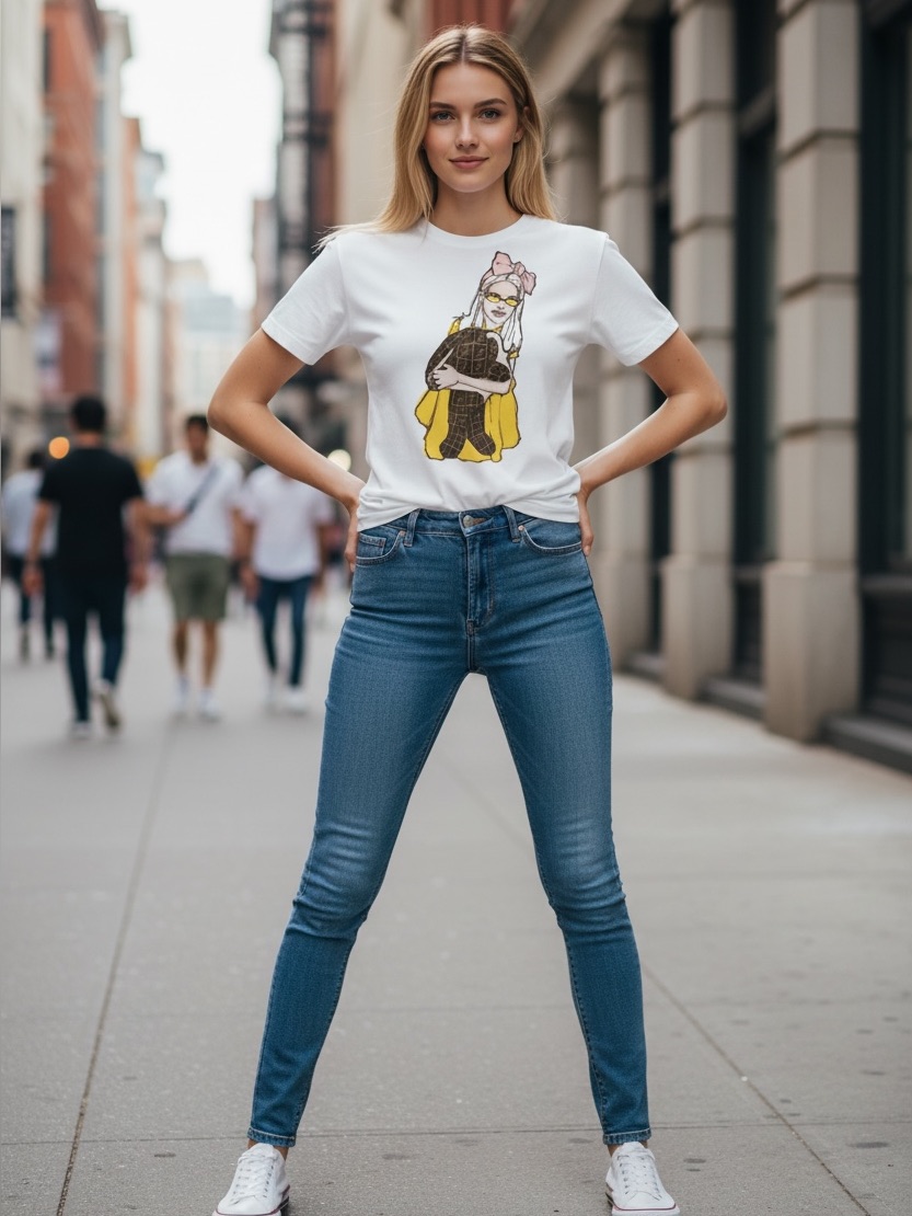 Fendi White Tee Print Fits An Xs Adult. Junior T-Shirt Girl W/Bunny Nwt